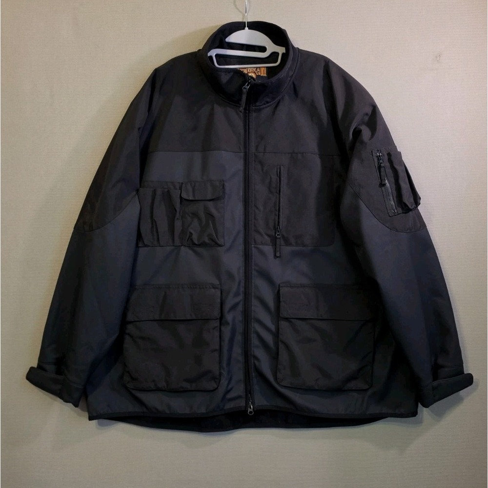 Duluth Trading Jacket Mens 3XL Regular Black Blue Utility Fleece Lined Softshell